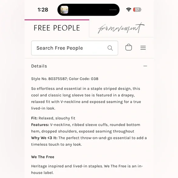 We The Free Sail Away Long Sleeve Tee Savannah Blue Combo NWOT - Picture 5 of 14